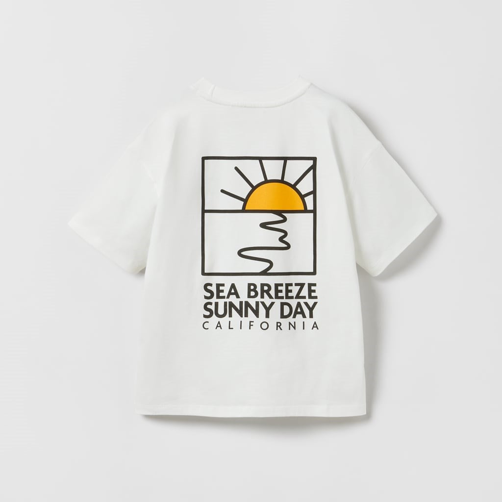 Sea Breeze Sunny Day California Yazılı Güneş Tasarım Baskılı Beyaz Çocuk T-Shirt