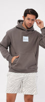 Kapüşonlu İçi Polar Syzygy Yazı Baskılı Füme Oversize Hoodie Sweatshirt