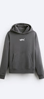 Kapüşonlu İçi Polar Shark Baskılı Füme Oversize Hoodie Sweatshirt