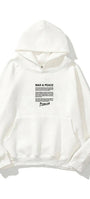 Kapüşonlu İçi Polar War & Peace Baskılı Beyaz Unisex Hoodie Sweatshirt