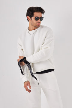 Erkek Bisiklet Yaka Basic 3 iplik Şardonlu Oversize Sweatshirt