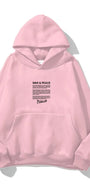 Kapüşonlu İçi Polar War & Peace Baskılı Pembe Unisex Hoodie Sweatshirt