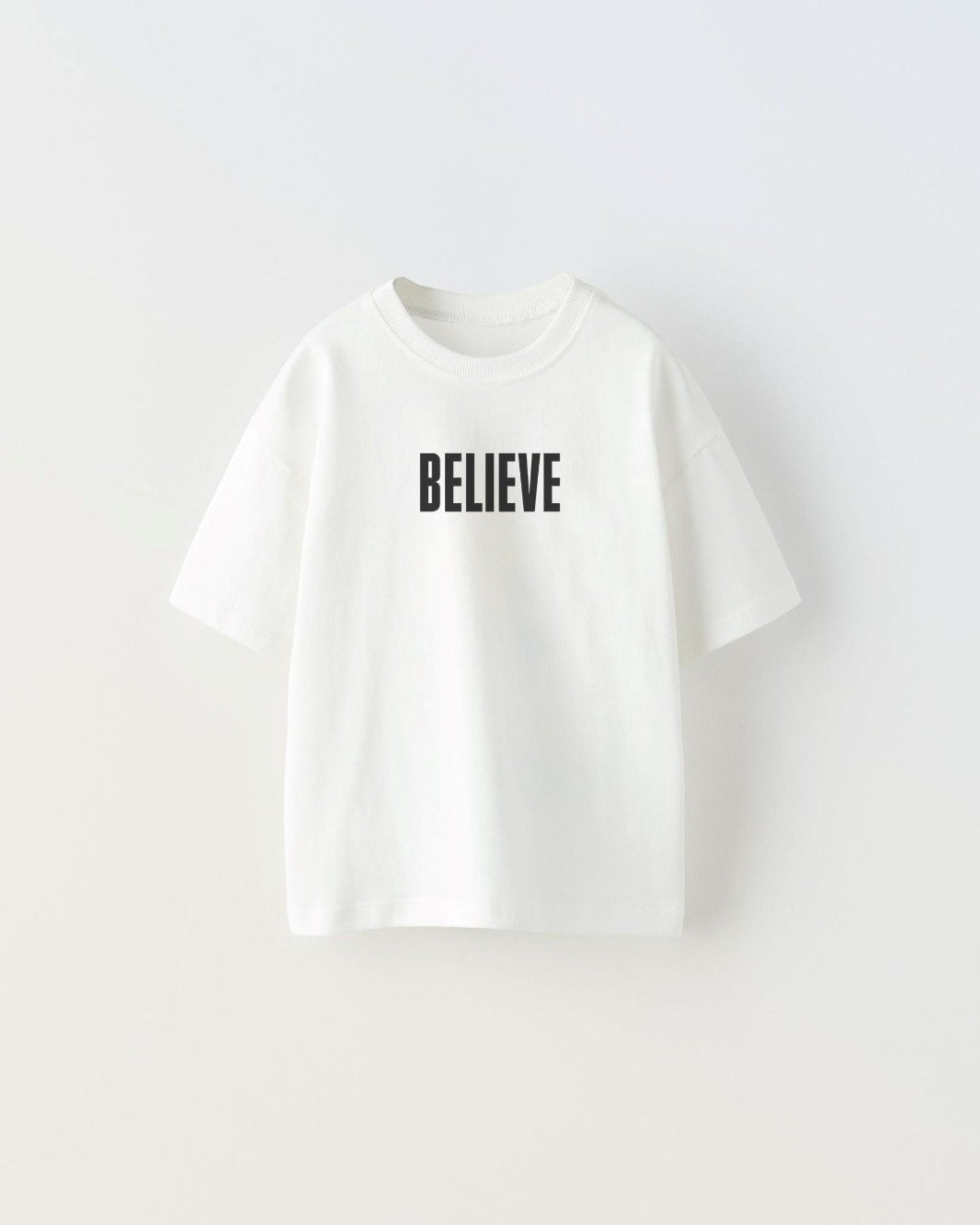 Believe Yazılı Futbol Tasarım Baskılı Beyaz Çocuk T-shirt