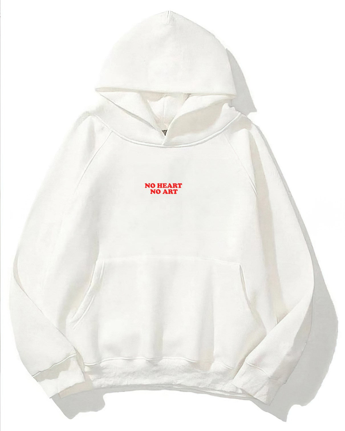 Kapüşonlu İçi Polar No Heart No Art Baskılı Beyaz Unisex Hoodie Sweatshirt