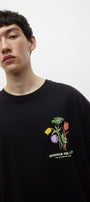 Sooner Or Later Yazılı Lale Tasarım Baskılı Oversize Siyah Erkek T-shirt