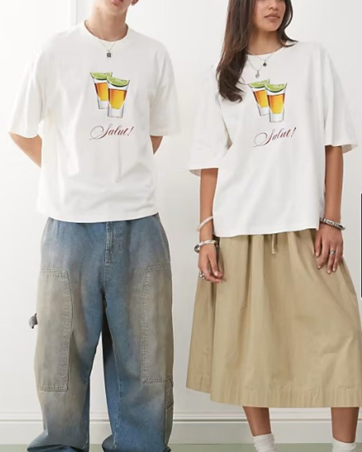 Unisex %100 Pamuk Oversize Baskılı Beyaz Tişört  Şık Yazlık Tasarım, Salaş Günlük Kombin