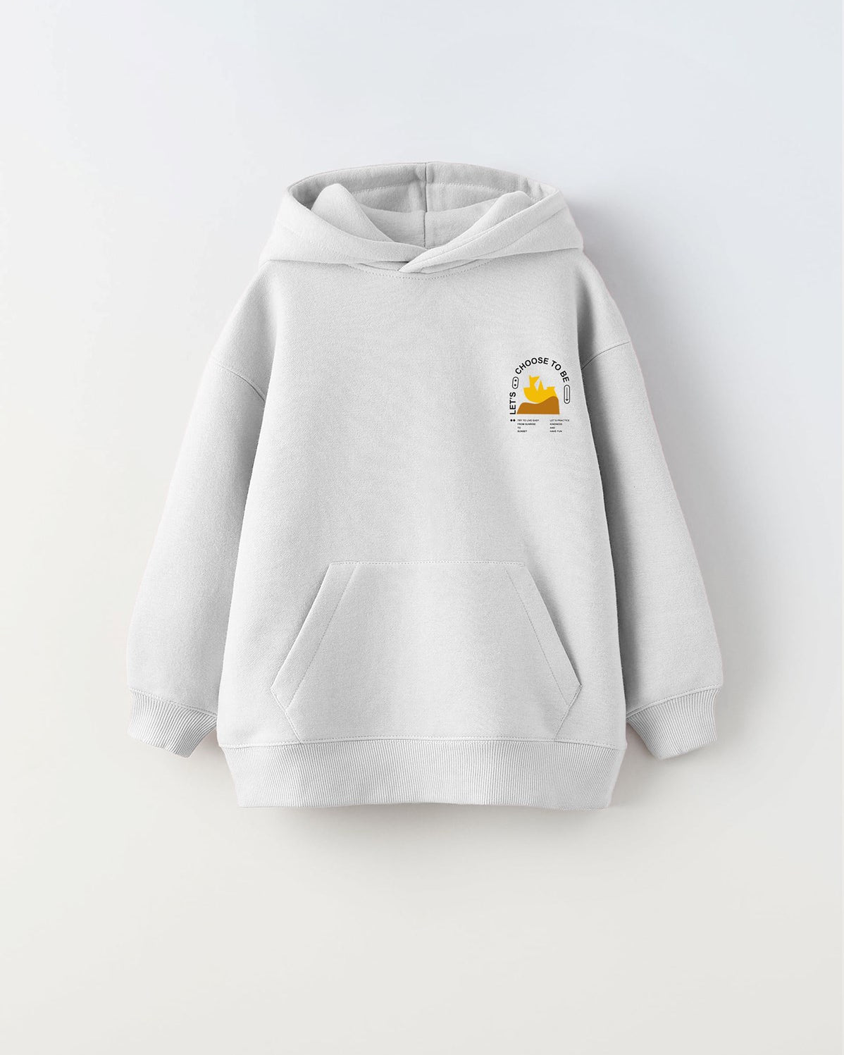 Kapüşonlu İçi Polar Let's Choose To Be Kind Baskılı Beyaz Unisex Çocuk Hoodie Sweatshirt