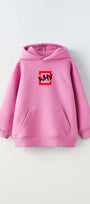 Kapüşonlu İçi Polar Why Baskılı Pembe Unisex Çocuk Hoodie Sweatshirt