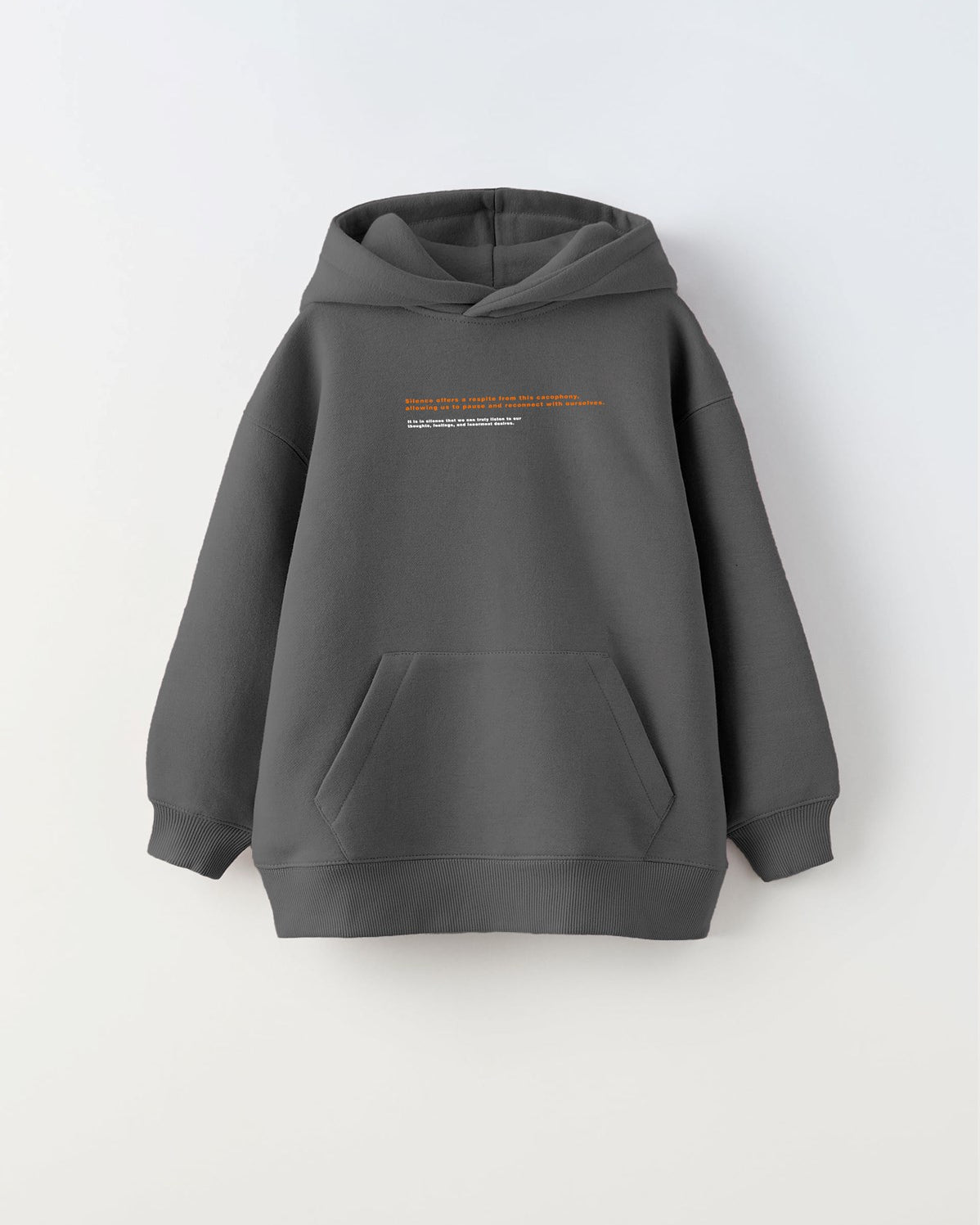 Kapüşonlu İçi Polar Art Work Heykel Baskılı Füme Unisex Çocuk Hoodie Sweatshirt