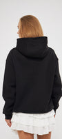 Kapüşonlu İçi Polar Cherries Yazılı Kiraz Baskılı Siyah Oversize Hoodie Sweatshirt