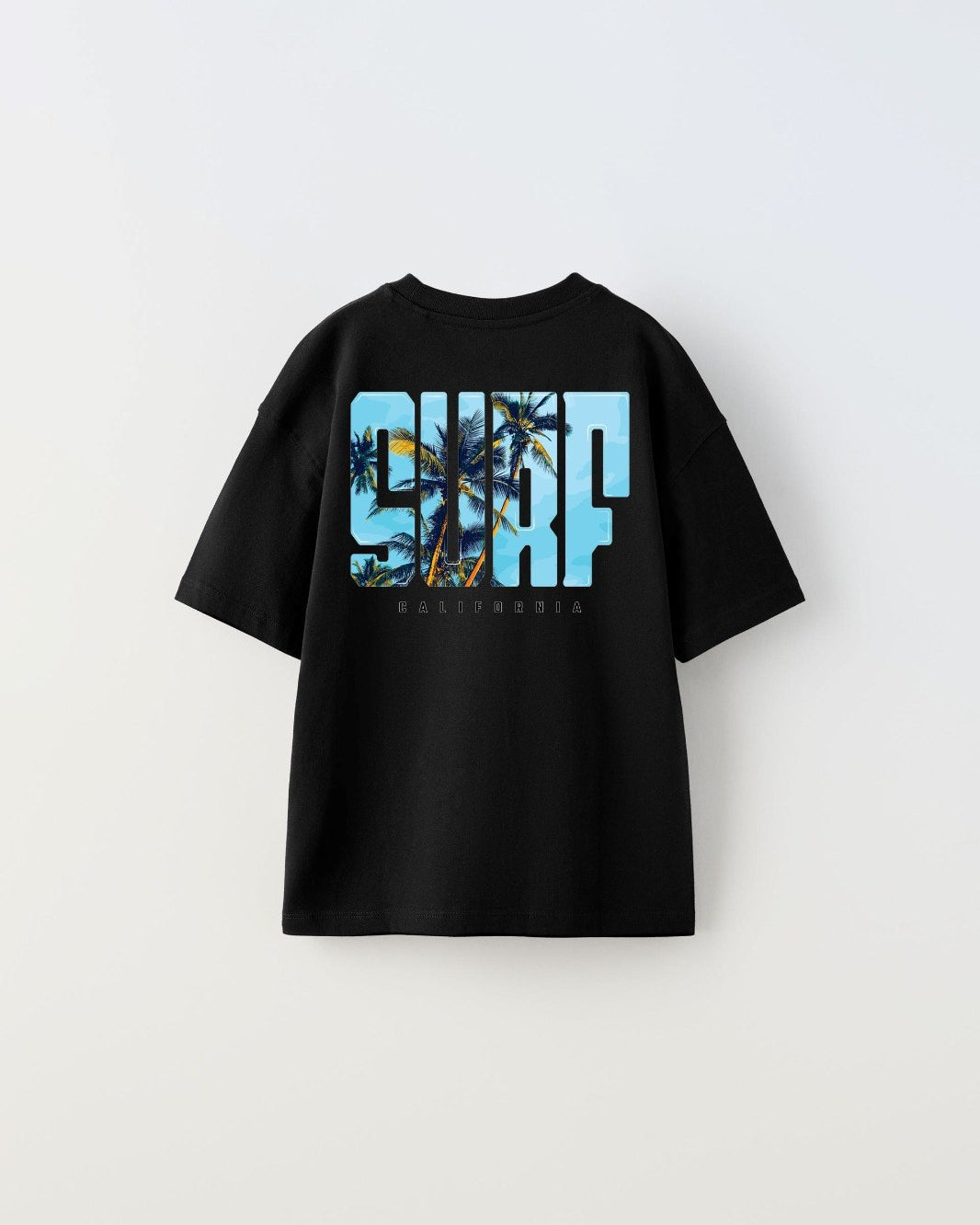 Surf California Yazılı Baskılı Siyah Çocuk T-shirt
