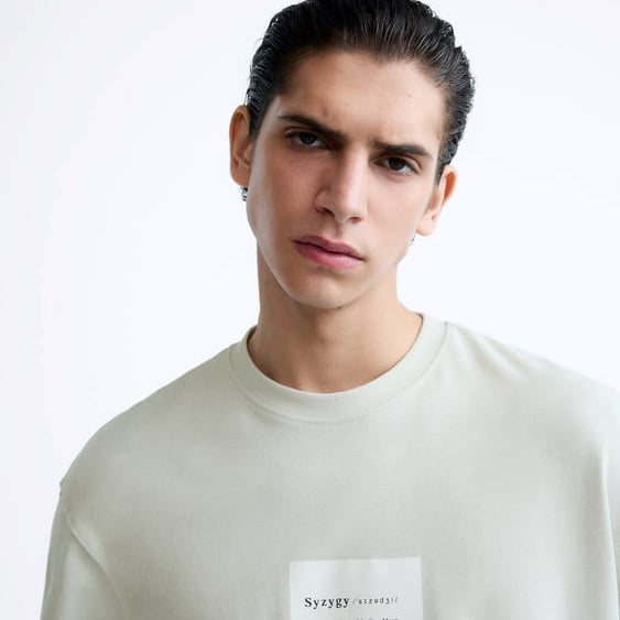 Bisiklet Yaka Syzygy Yazılı Oversize Mint Erkek T-shirt