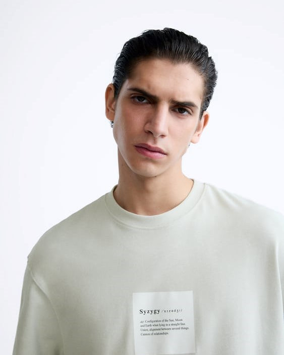 Bisiklet Yaka Syzygy Yazılı Oversize Mint Erkek T-shirt
