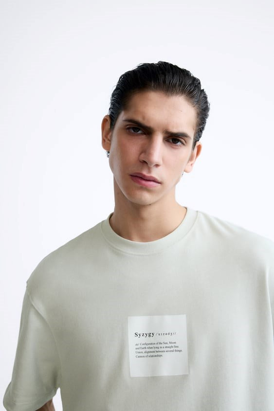 Bisiklet Yaka Syzygy Yazılı Oversize Mint Erkek T-shirt