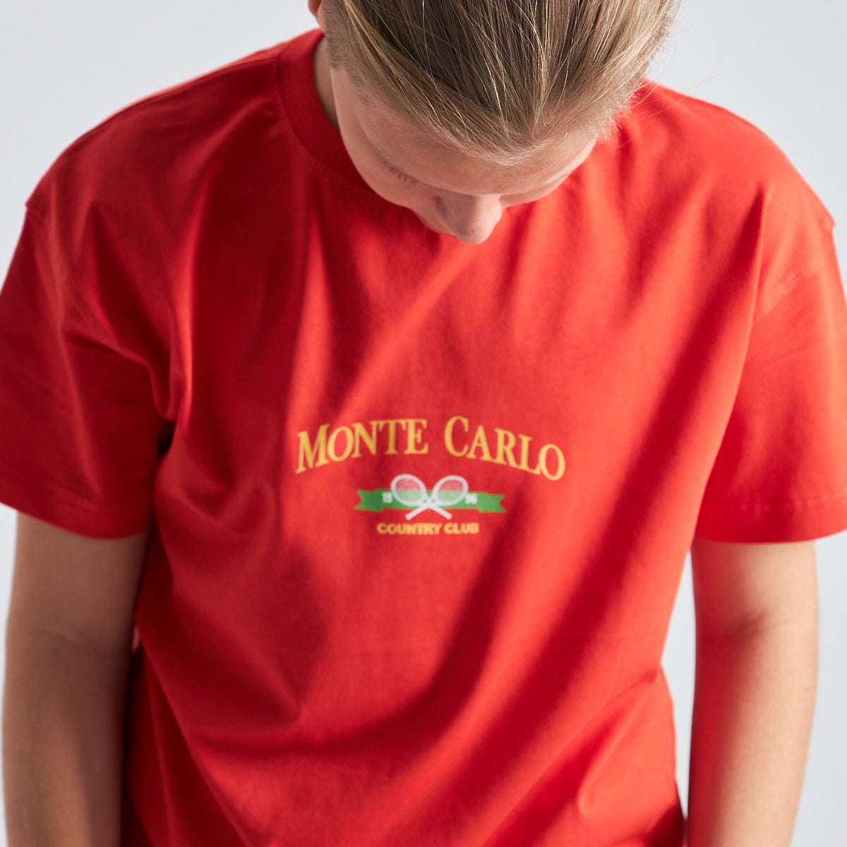 Monte Carlo Country Club Baskılı %100 Pamuk Erkek Oversize Çocuk Tişört