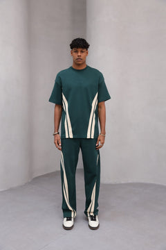 Rahat Kesim Şerit Detaylı Minimal Çizgili Oversize Erkek Günlük Takım