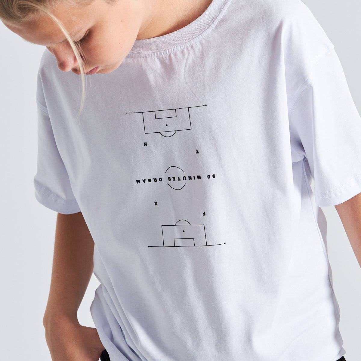 Futbol Sahası Desenli %100 Pamuk Erkek Oversize Tişört