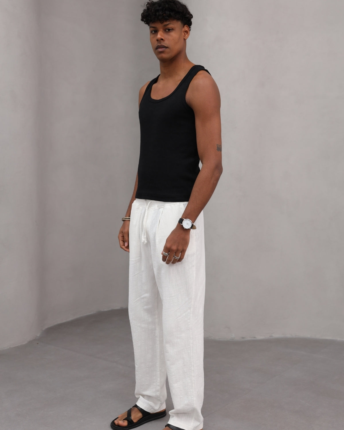 Rahat Kesim Düz Paça %100 Cotton Bağcıklı Erkek Pantolon