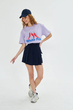White Fox  Kadın Biber Baskılı Bisiklet Yaka T-shirt