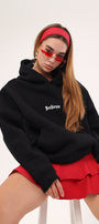 Kapüşonlu İçi Polar Believe İn Karma Baskılı Siyah Unisex Hoodie Sweatshirt