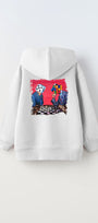 Kapüşonlu İçi Polar Satranç Baskılı Beyaz Unisex Çocuk Hoodie Sweatshirt