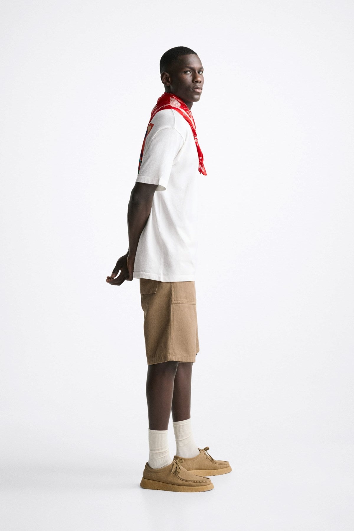 Bisiklet Yaka Afraid Of Real World Baskılı Beyaz Oversize Erkek T-shirt