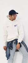 Kapüşonlu İçi Polar Eighty Five Yazı Baskılı Beyaz Oversize Hoodie Sweatshirt