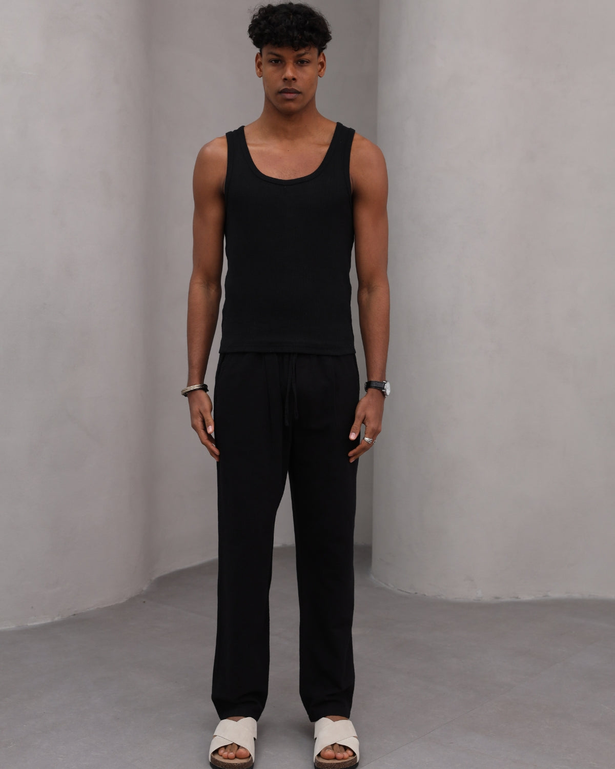 Rahat Kesim Düz Paça %100 Cotton Bağcıklı Erkek Pantolon