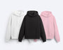 3'lü Paket Kapüşonlu İçi Polar Oversize Hoodie Sweatshirt/ Siyah-Beyaz-Pembe