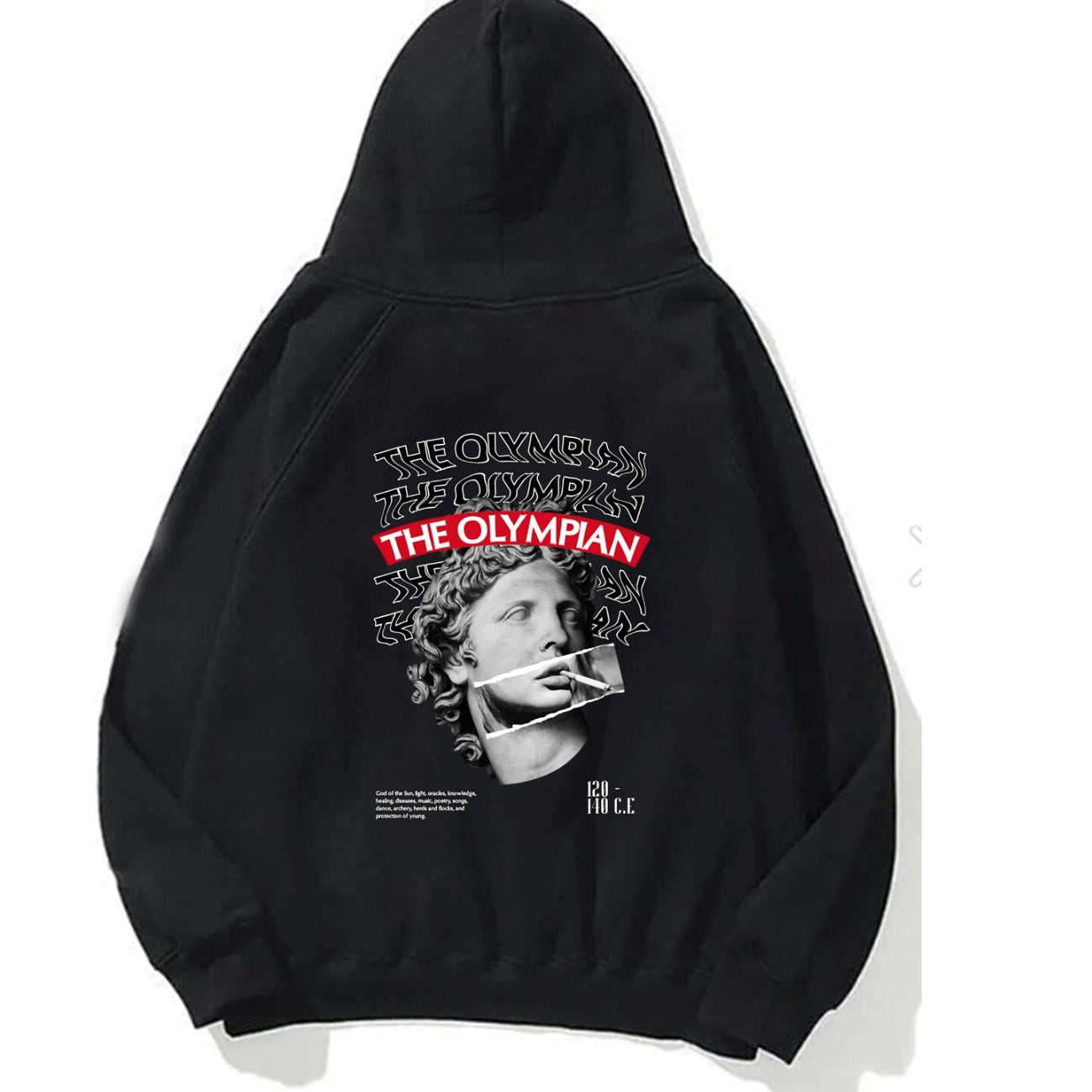 Kapüşonlu İçi Polar The Olympian Baskılı Siyah Unisex Hoodie Sweatshirt