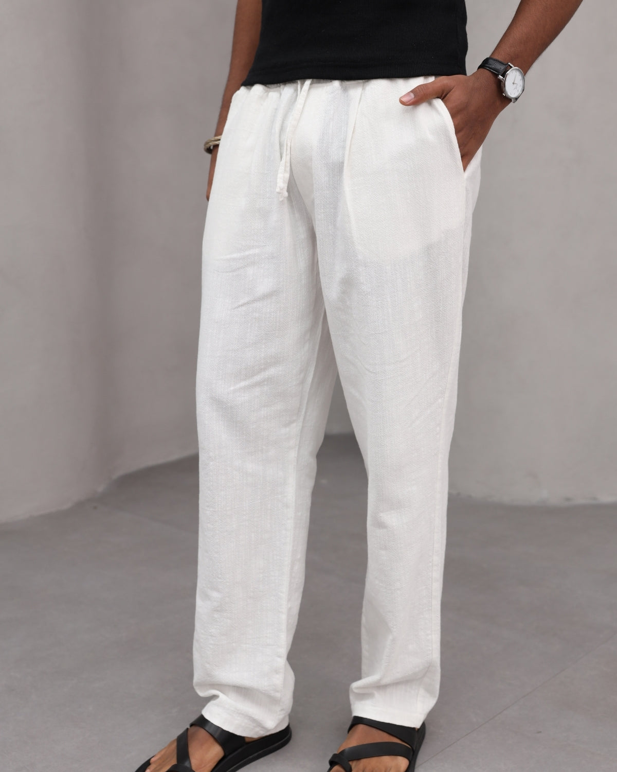 Rahat Kesim Düz Paça %100 Cotton Bağcıklı Erkek Pantolon