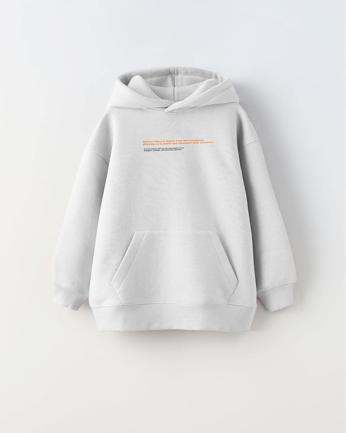 Kapüşonlu İçi Polar Art Work Heykel Baskılı Beyaz Unisex Çocuk Hoodie Sweatshirt
