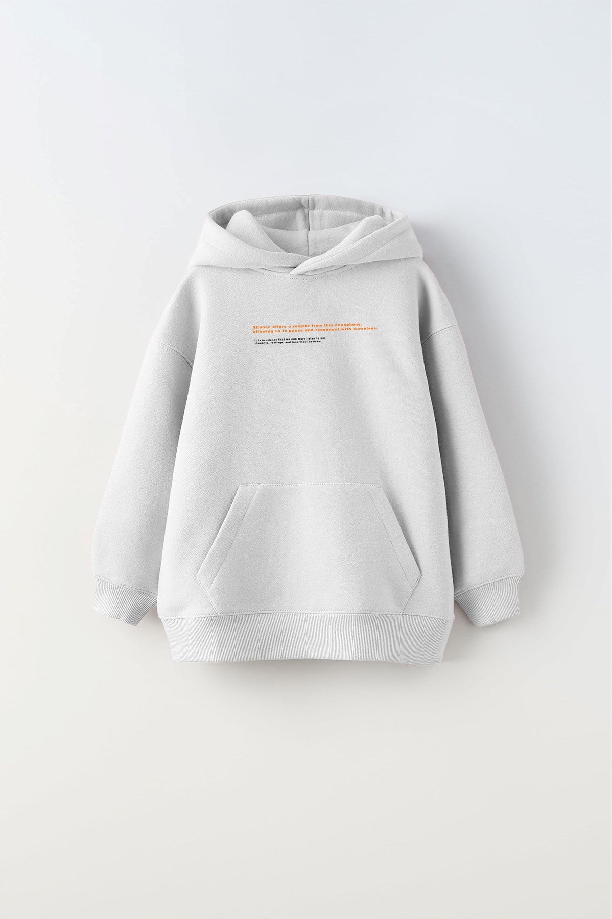 Kapüşonlu İçi Polar Art Work Heykel Baskılı Beyaz Unisex Çocuk Hoodie Sweatshirt