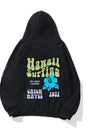 Kapüşonlu İçi Polar Hawaii Baskılı Siyah Unisex Oversize Hoodie Sweatshirt