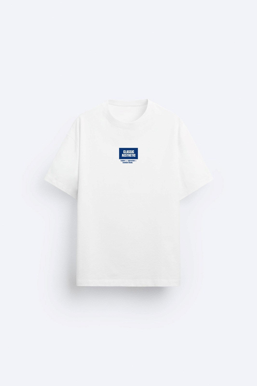 Classıc Aesthetic Yazı Baskılı Oversize Beyaz Erkek T-shirt