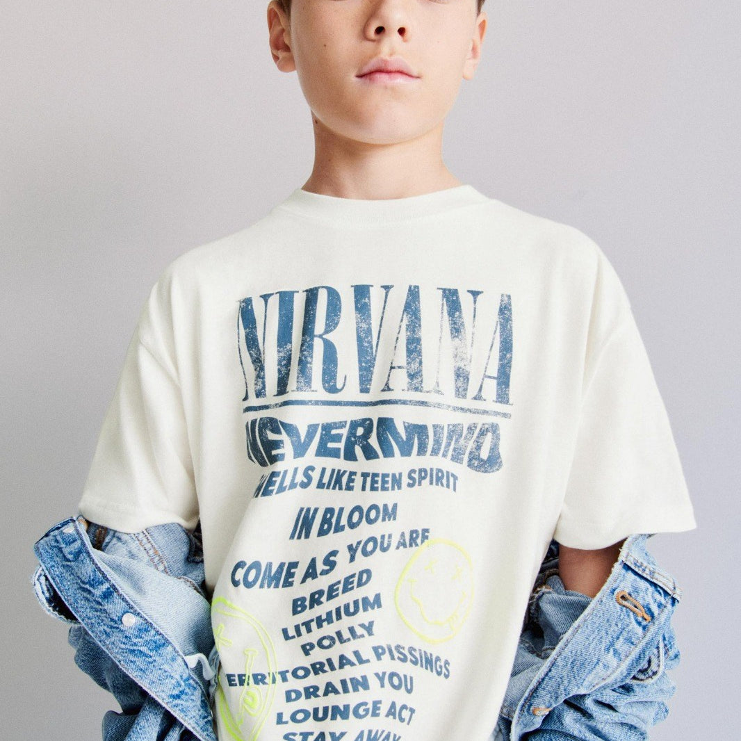 Nirvana Yazılı Smile Baskılı Beyaz Çocuk T-shirt