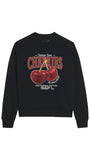 Bisiklet Yaka İçi Polar Cherries Baskılı Siyah Oversize Sweatshirt