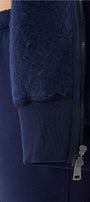 Kadın Oversize Zip Hoodie Lacivert – Fermuarlı, Kapüşonlu, Kangru Cep,  3 İplik Şardonlu Polar