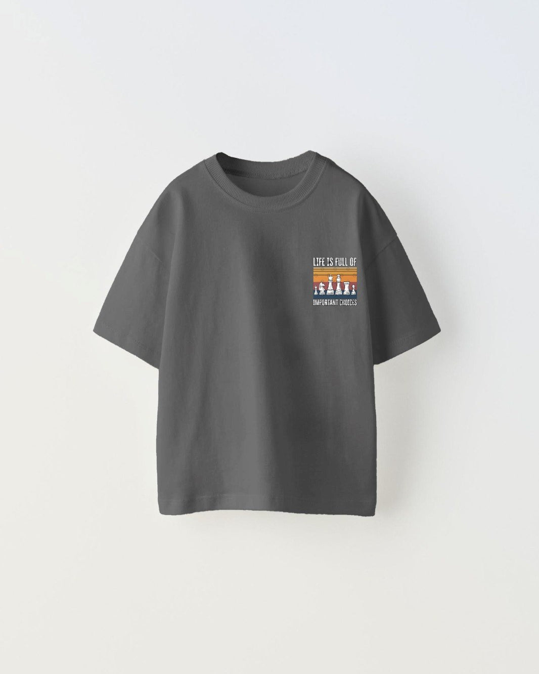 Life is Full Of Important Choices Yazılı Satranç Tasarım Baskılı Füme Çocuk T-Shirt