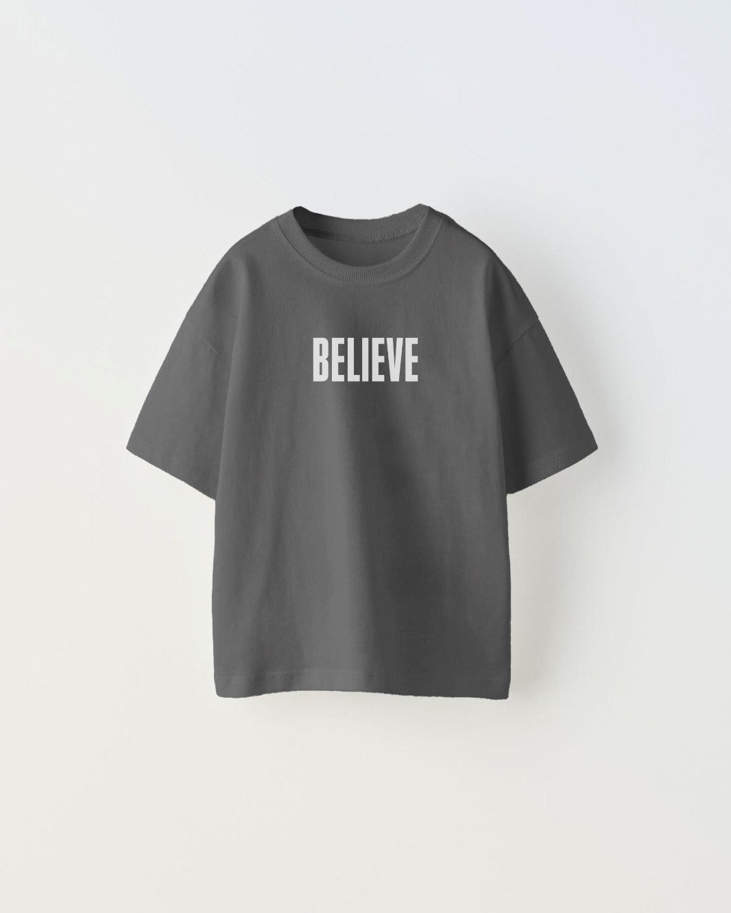 Believe Yazılı Futbol Tasarım Baskılı Füme Çocuk T-shirt
