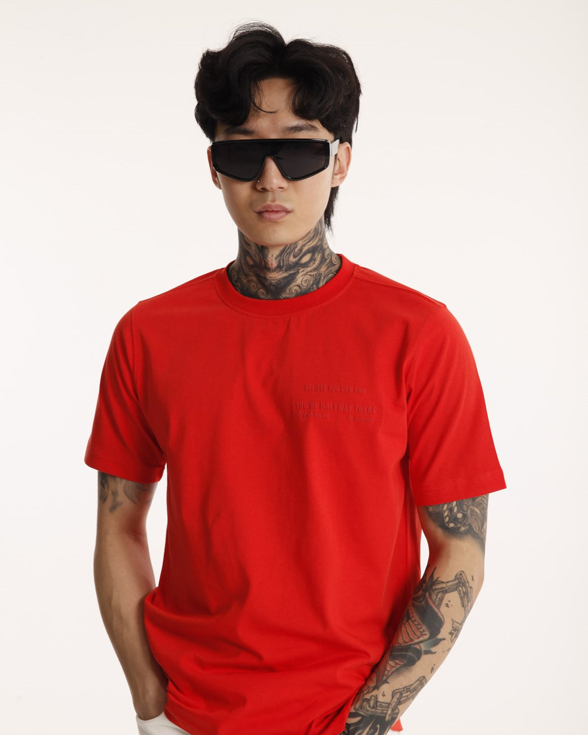 Bisiklet Yaka Erkek Work Hard Baskılı Pamuk T-shirt