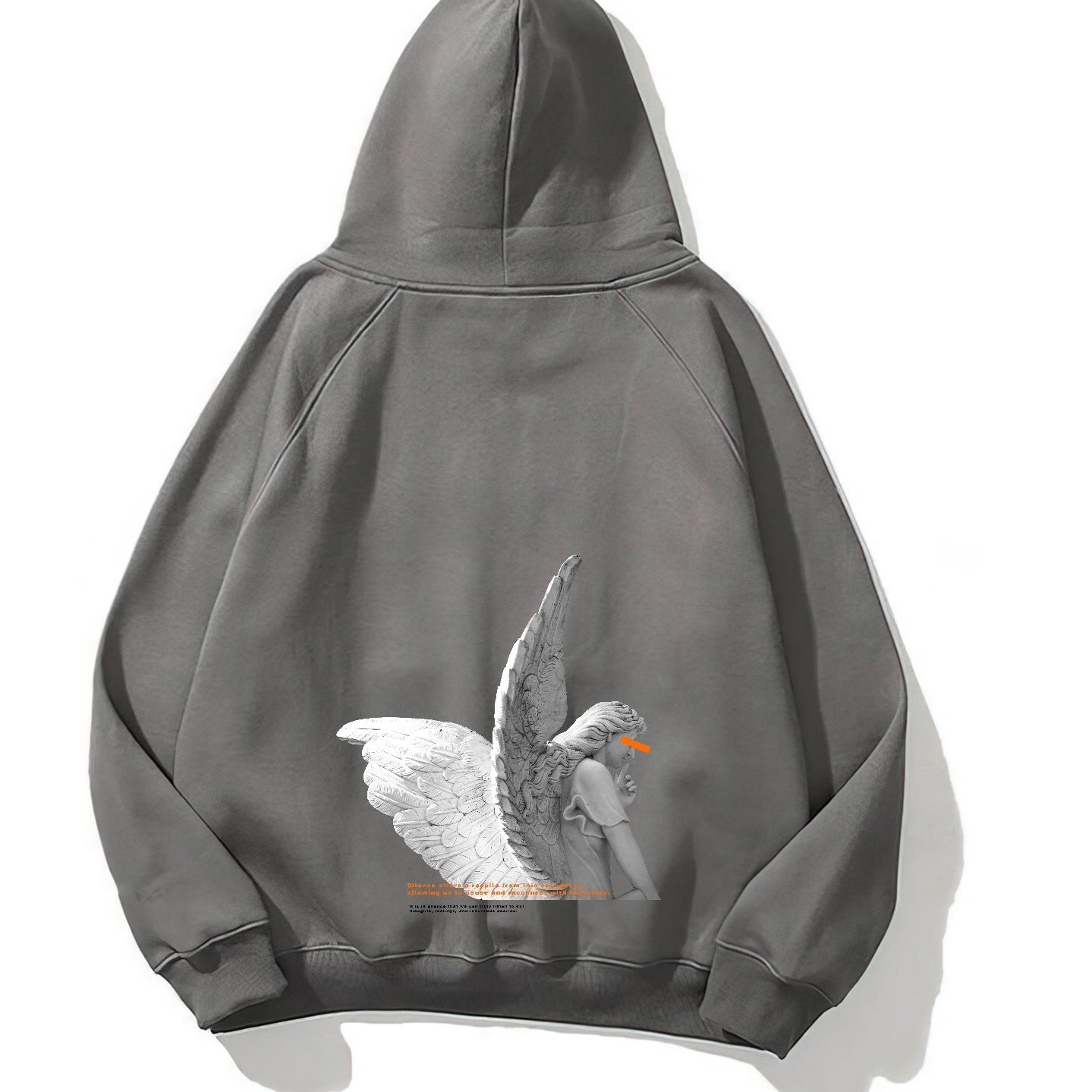 Kapüşonlu İçi Polar Art Work Heykel Baskılı Füme Unisex Hoodie Sweatshirt