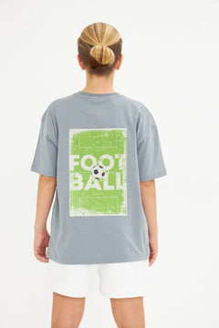 Believe Yazılı Futbol Tasarım Baskılı Füme Çocuk T-shirt