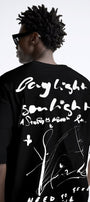 Bisiklet Yaka Bay Light Son Light Baskılı Siyah Oversize Erkek T-shirt
