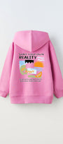 Kapüşonlu İçi Polar Shape Your Own Reality Baskılı Pembe Unisex Hoodie Çocuk Sweatshirt