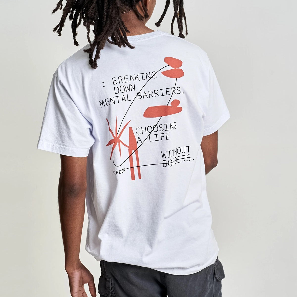 Bisiklet Yaka Breaking Down Baskılı Beyaz Oversize Erkek T-shirt