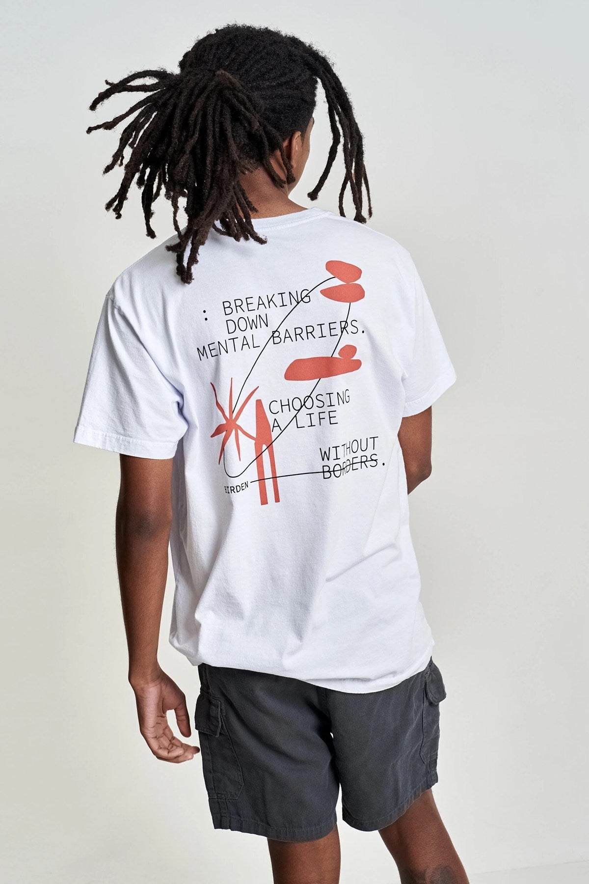 Bisiklet Yaka Breaking Down Baskılı Beyaz Oversize Erkek T-shirt