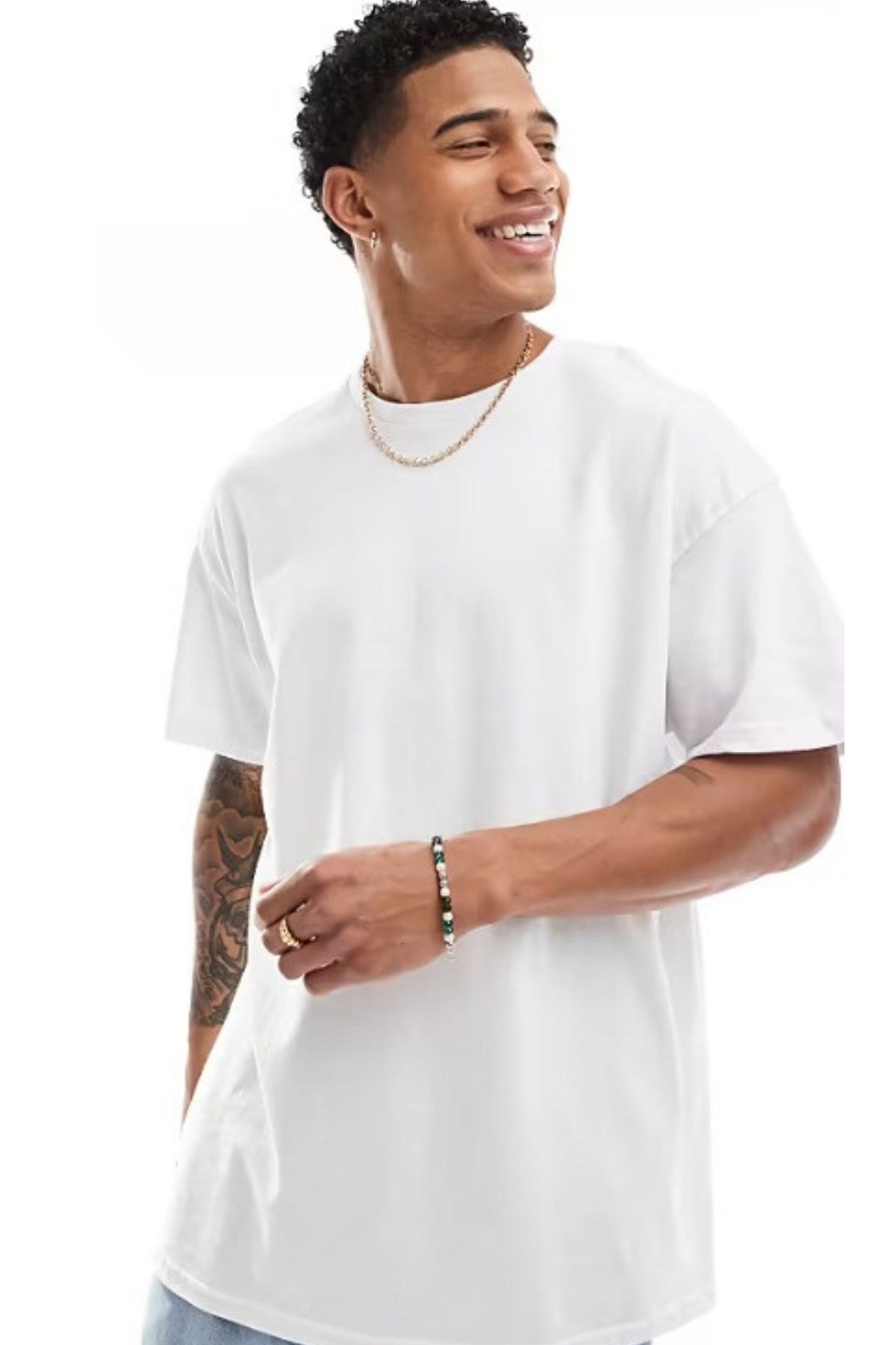 Büyük Beden Erkek Tişört %100 Pamuk Beyaz Oversize Narenciye Baskılı Yazlık