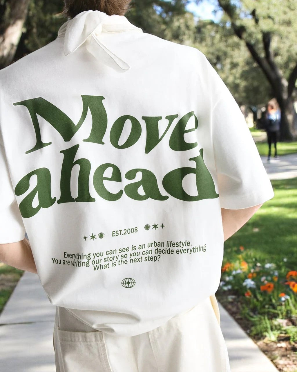 Bisiklet Yaka Move Ahead Baskılı Oversize Erkek T-shirt
