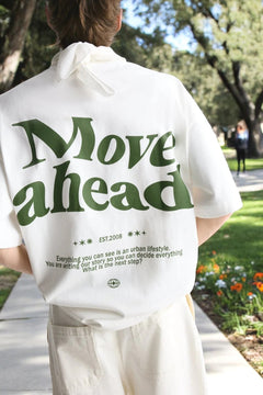 Bisiklet Yaka Move Ahead Baskılı Oversize Erkek T-shirt